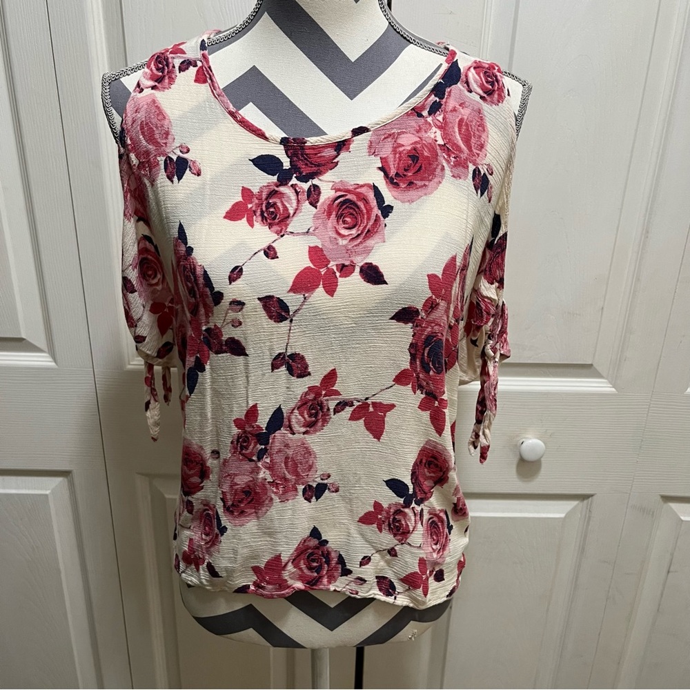 One Clothing Cold Shoulder Pink Rose Top